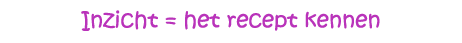 Inzicht = het recept kennen